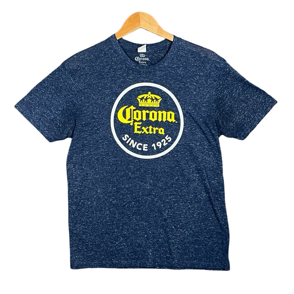 Corona Extra T-Shirt Mens Graphic Logo Navy Blue Short Sleeve Adult Tee Large